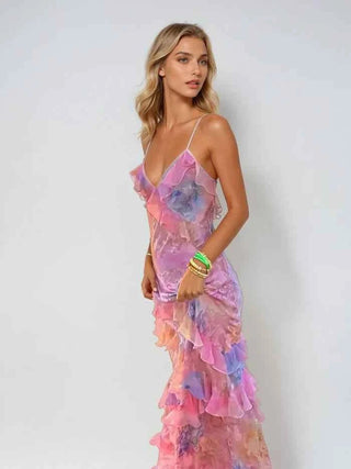 Gerafftes Mesh - Maxikleid - Cecile LavelleRosa