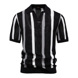 Gestreiftes Poloshirt Herren Kurzarm - Cecile LavelleSchwarz