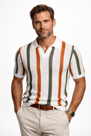 Gestreiftes Poloshirt Herren Kurzarm - Cecile LavelleBlau