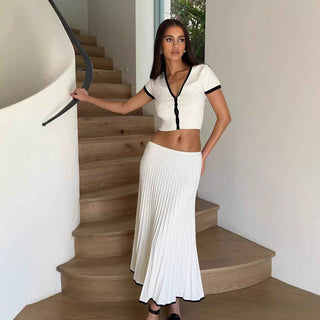 Gestricktes Zweiteiler - Set mit Bindeträgern - Cecile LavelleSchwarz