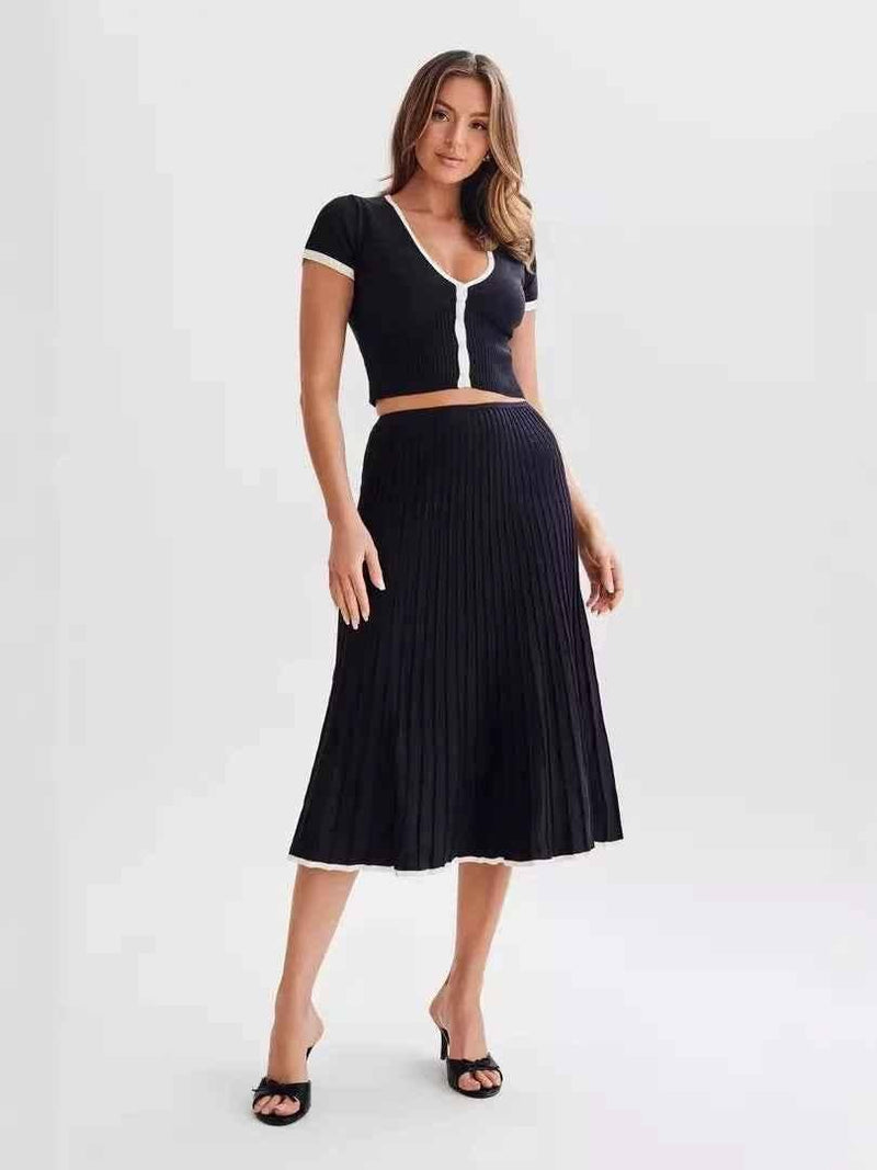 Knitted Two-Piece Set with Tie Straps