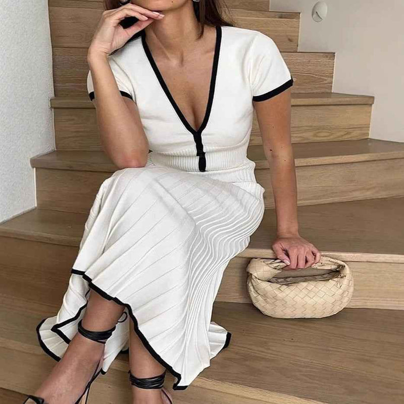 Knitted Two-Piece Set with Tie Straps
