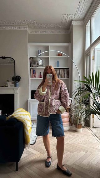 Gewämmter Kurzmantel mit Patches - Cecile Lavellegeblümt