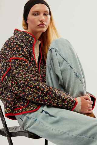 Gewämmter Kurzmantel mit Patches - Cecile Lavellegeblümt