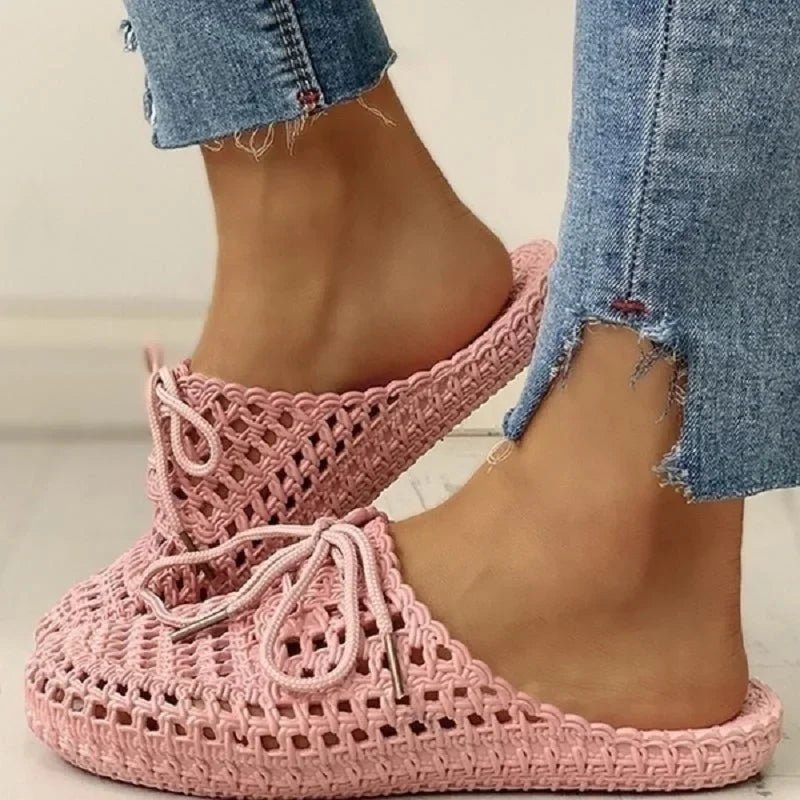 Woven women's mules are breathable summer slippers