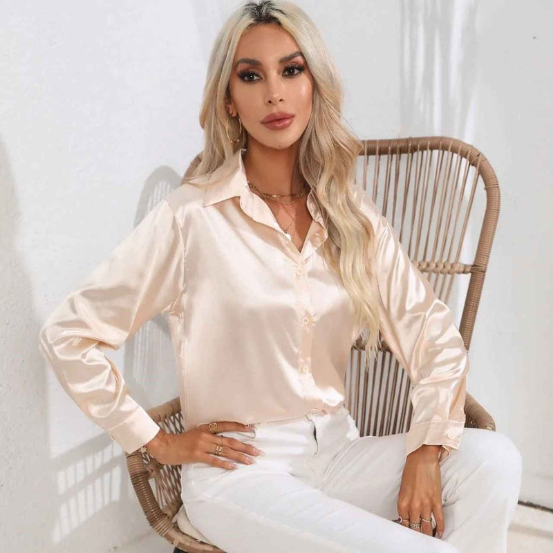 Giulia – Satinbluse look mit Glanz-Effekt für elegante Looks