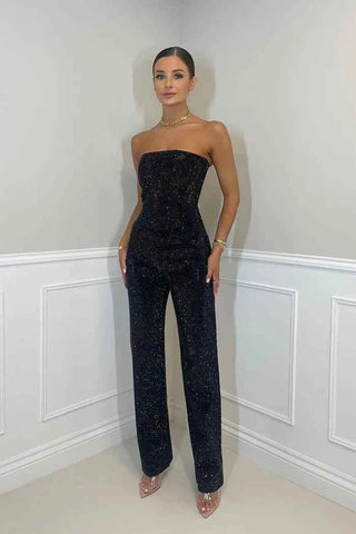 Glamour - Jumpsuit mit schimmernder Spitze - Cecile LavelleSchwarz