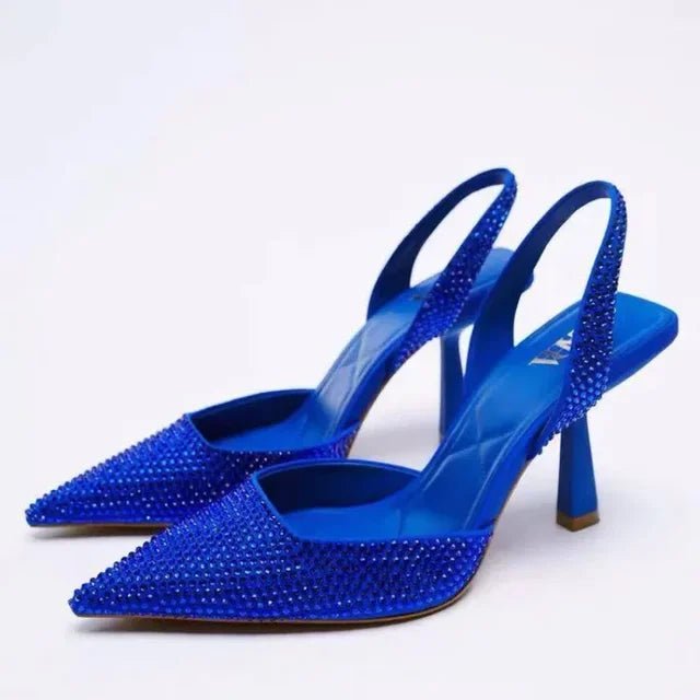 Glitter Pumps for Women with Rhinestone Embellishment