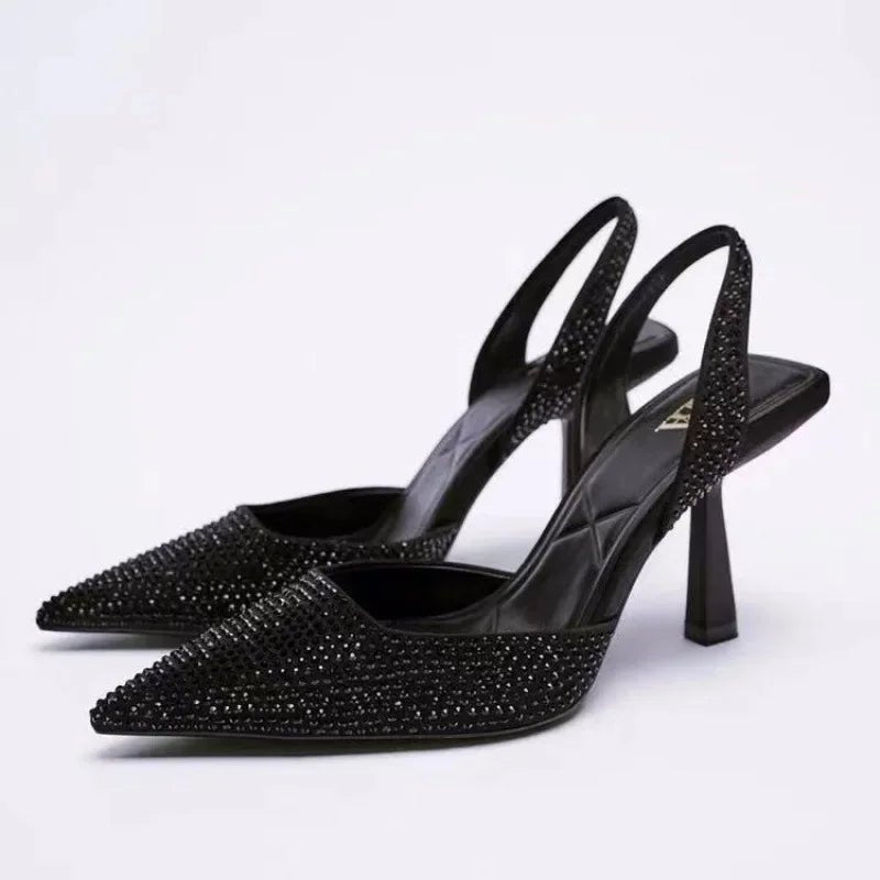 Glitter Pumps for Women with Rhinestone Embellishment