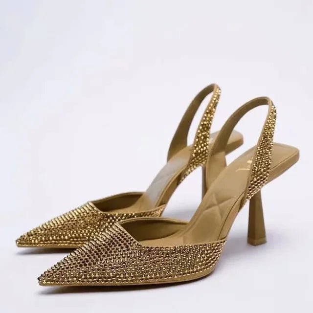 Glitter Pumps for Women with Rhinestone Embellishment