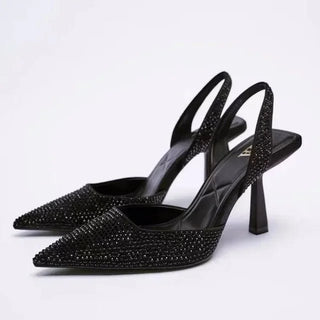 Glitzer Pumps Damen mit Strassbesatz - Cecile LavelleSchwarz