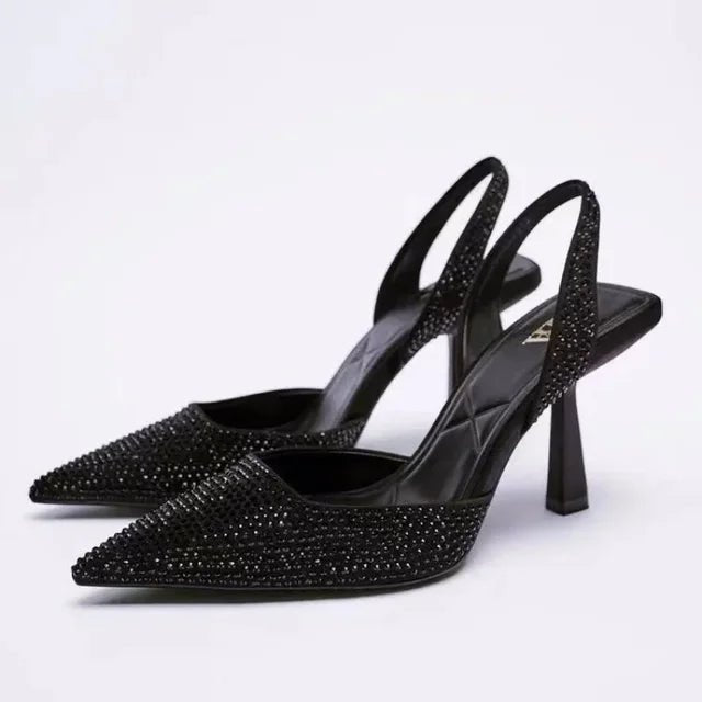 Glitter Pumps for Women with Rhinestone Embellishment