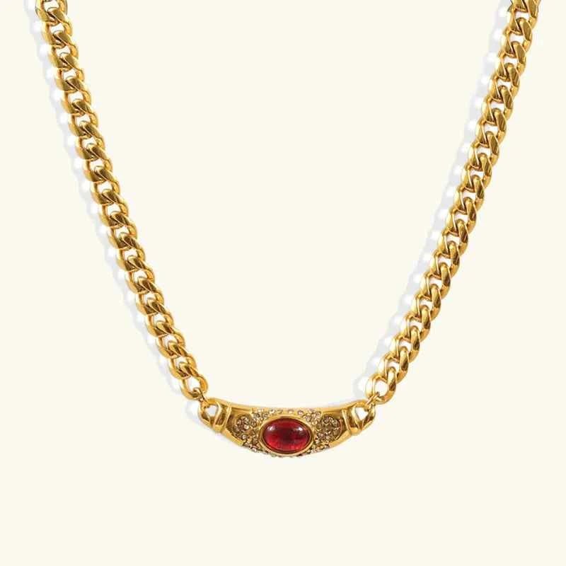 Gold Necklace with Stones