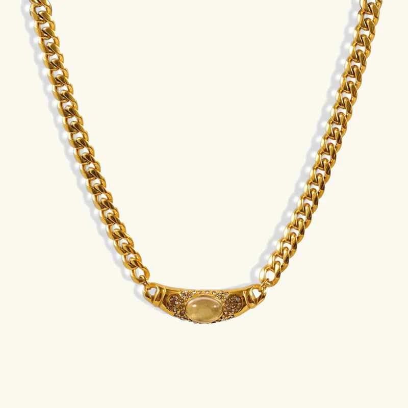 Gold Necklace with Stones