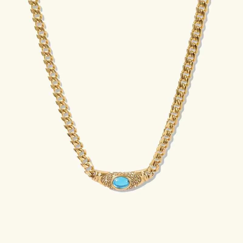 Gold Necklace with Stones