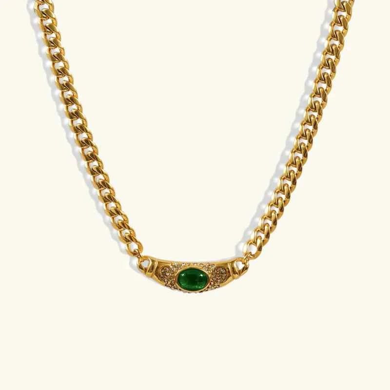 Gold Necklace with Stones