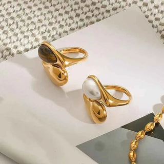 Goldring Mit Perle - Cecile LavelleBraune Perle