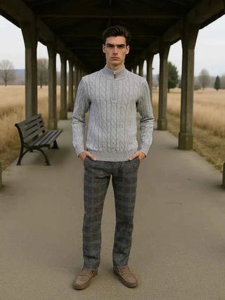 Halber Reißverschluss Pullover Herren - Cecile LavelleGrau