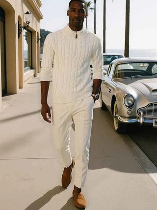 Halber Reißverschluss Pullover Herren - Cecile LavelleWeiß