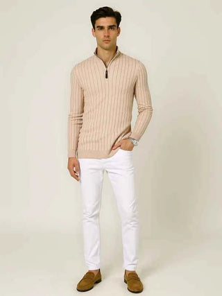 Halber Reißverschluss Strickpullover Herren - Cecile LavelleSchwarz