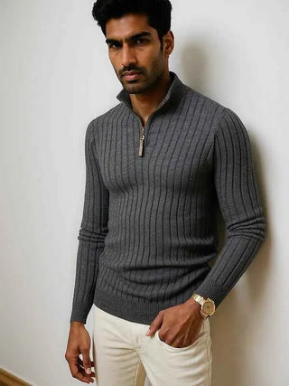 Halber Reißverschluss Strickpullover Herren - Cecile LavelleGrau