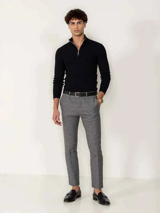 Halber Reißverschluss Strickpullover Herren - Cecile LavelleSchwarz