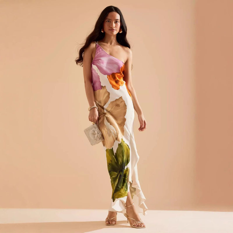 Halterneck Maxi Dress with Floral Print