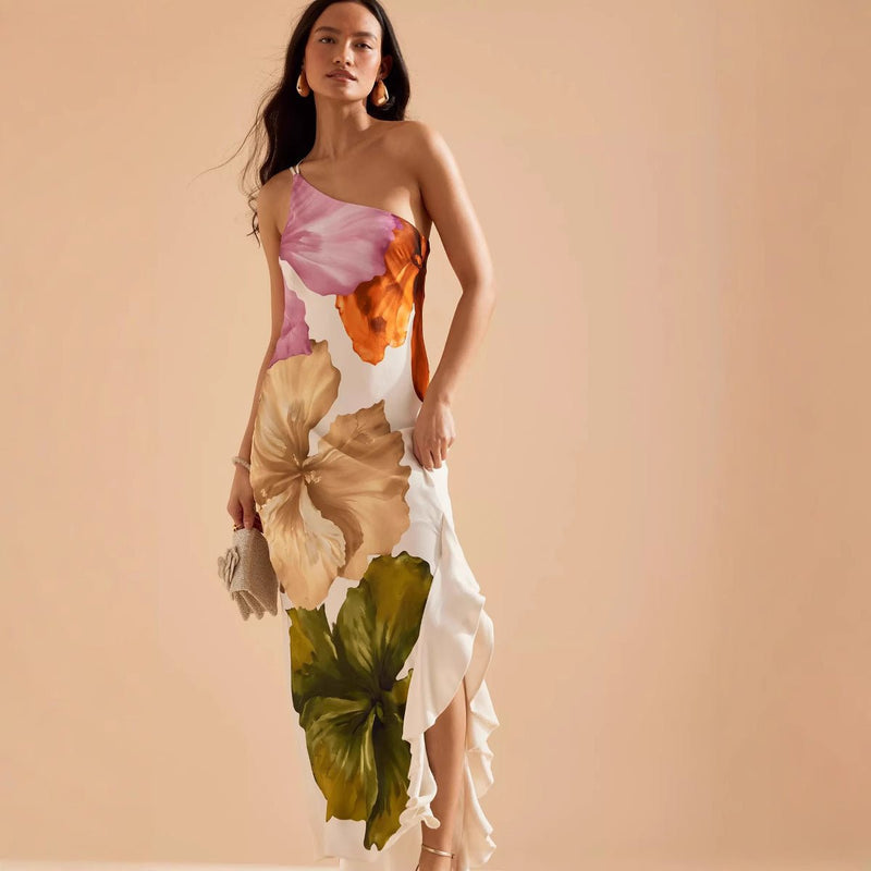 Halterneck Maxi Dress with Floral Print
