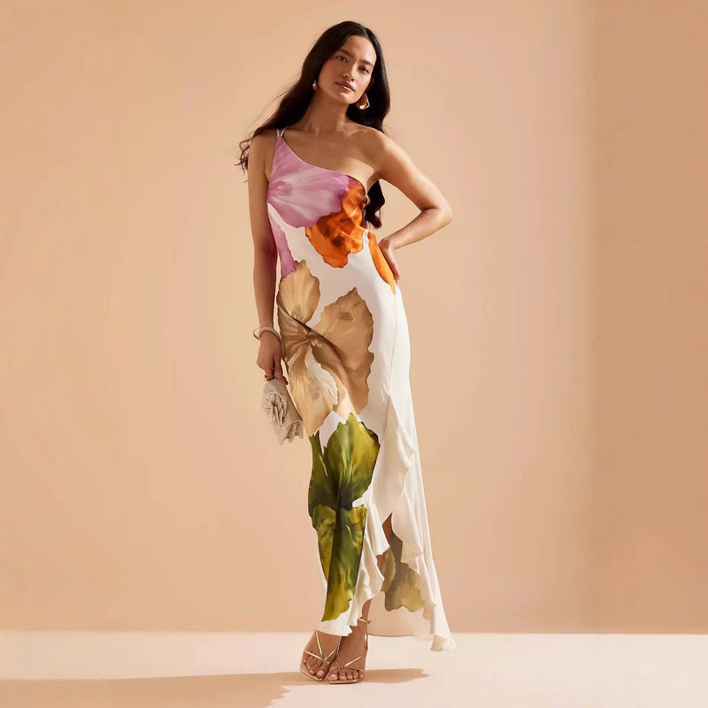 Halterneck Maxi Dress with Floral Print