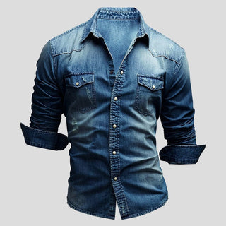 Hemd Herren Langarm Slim Fit in Dunkelblau