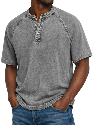 Henley Shirt Herren Kurzarm im Vintage-Look - Cecile LavelleGrau