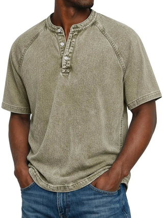 Henley Shirt Herren Kurzarm im Vintage-Look - Cecile LavelleKhaki