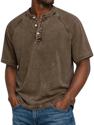 Henley Shirt Herren Kurzarm im Vintage-Look - Cecile LavelleBraun