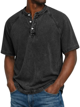 Henley Shirt Herren Kurzarm im Vintage-Look - Cecile LavelleSchwarz