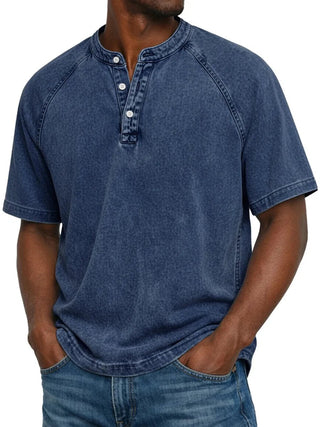 Henley Shirt Herren Kurzarm im Vintage-Look - Cecile LavelleDunkelblau