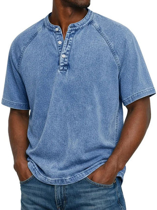 Henley Shirt Herren Kurzarm im Vintage-Look - Cecile LavelleBlau