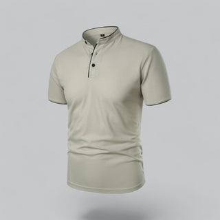 Henley T-Shirt Herren Kurzarm Stehkragen - Cecile LavelleRot
