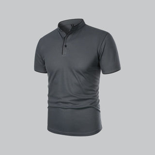 Henley T-Shirt Herren Kurzarm Stehkragen - Cecile LavelleRot