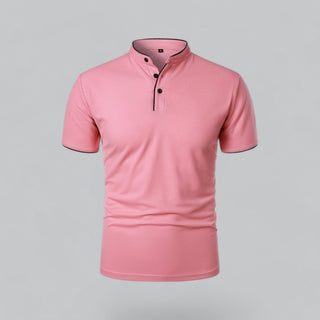 Henley T-Shirt Herren Kurzarm Stehkragen - Cecile LavelleRosa