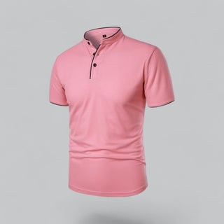 Henley T-Shirt Herren Kurzarm Stehkragen - Cecile LavelleRot