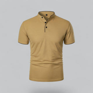 Henley T-Shirt Herren Kurzarm Stehkragen - Cecile LavelleKhaki