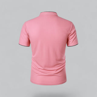 Henley T-Shirt Herren Kurzarm Stehkragen - Cecile LavelleRot
