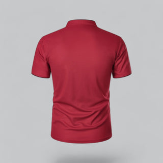 Henley T-Shirt Herren Kurzarm Stehkragen - Cecile LavelleRot