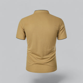 Henley T-Shirt Herren Kurzarm Stehkragen - Cecile LavelleRot