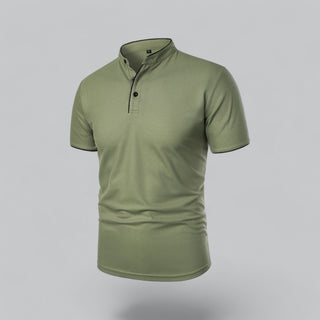 Henley T-Shirt Herren Kurzarm Stehkragen - Cecile LavelleRot