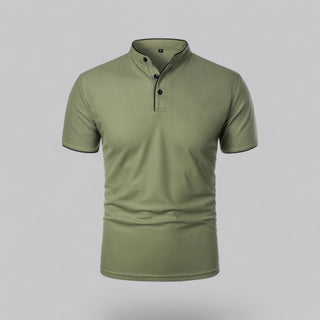 Henley T-Shirt Herren Kurzarm Stehkragen - Cecile LavelleGrün