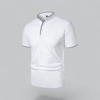 Henley T-Shirt Herren Kurzarm Stehkragen - Cecile LavelleRot