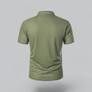 Henley T-Shirt Herren Kurzarm Stehkragen - Cecile LavelleRot
