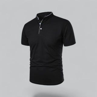 Henley T-Shirt Herren Kurzarm Stehkragen - Cecile LavelleRot