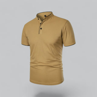 Henley T-Shirt Herren Kurzarm Stehkragen - Cecile LavelleRot